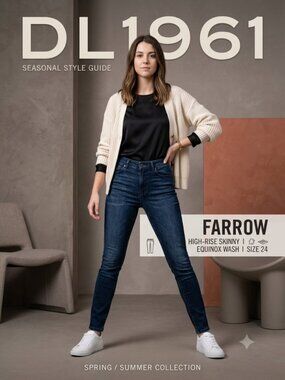 DL1961 Farrow High Rise Skinny Jeans Equinox Wash Size 24